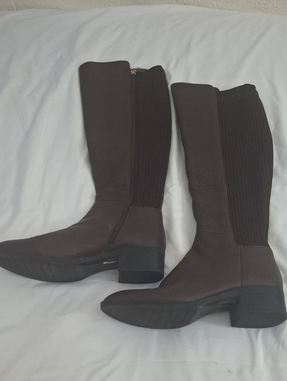Kenneth Cole Women's Dark Brown Leather Knee Boots with Side Zip